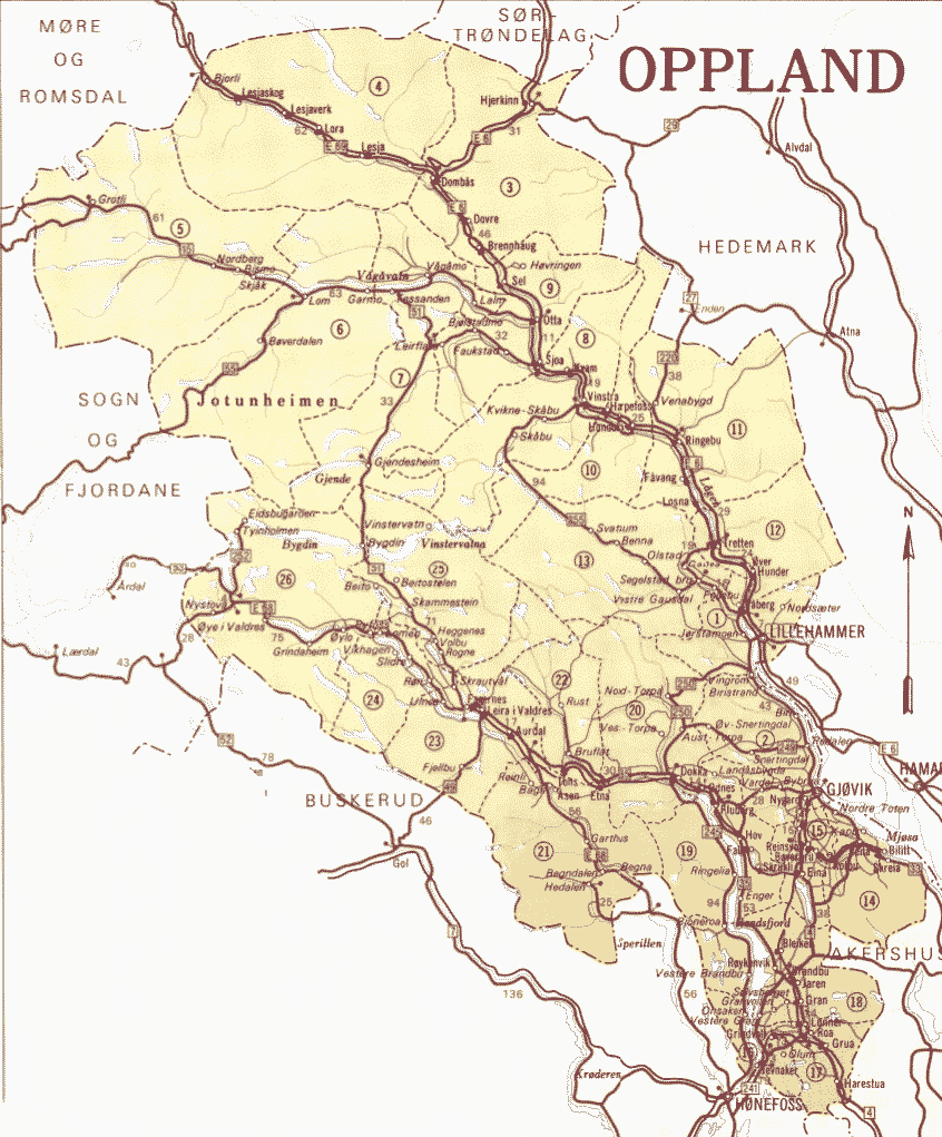 Oppland kart